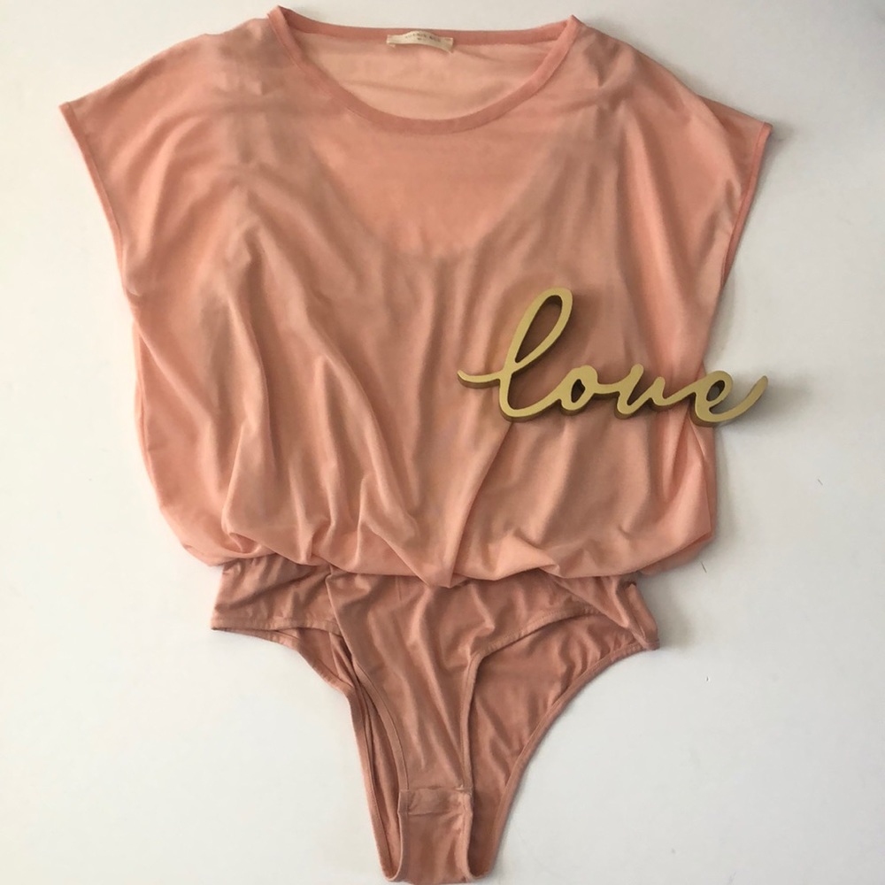Sophie Rue Peach 2fer Bodysuit w/sheer attached Top